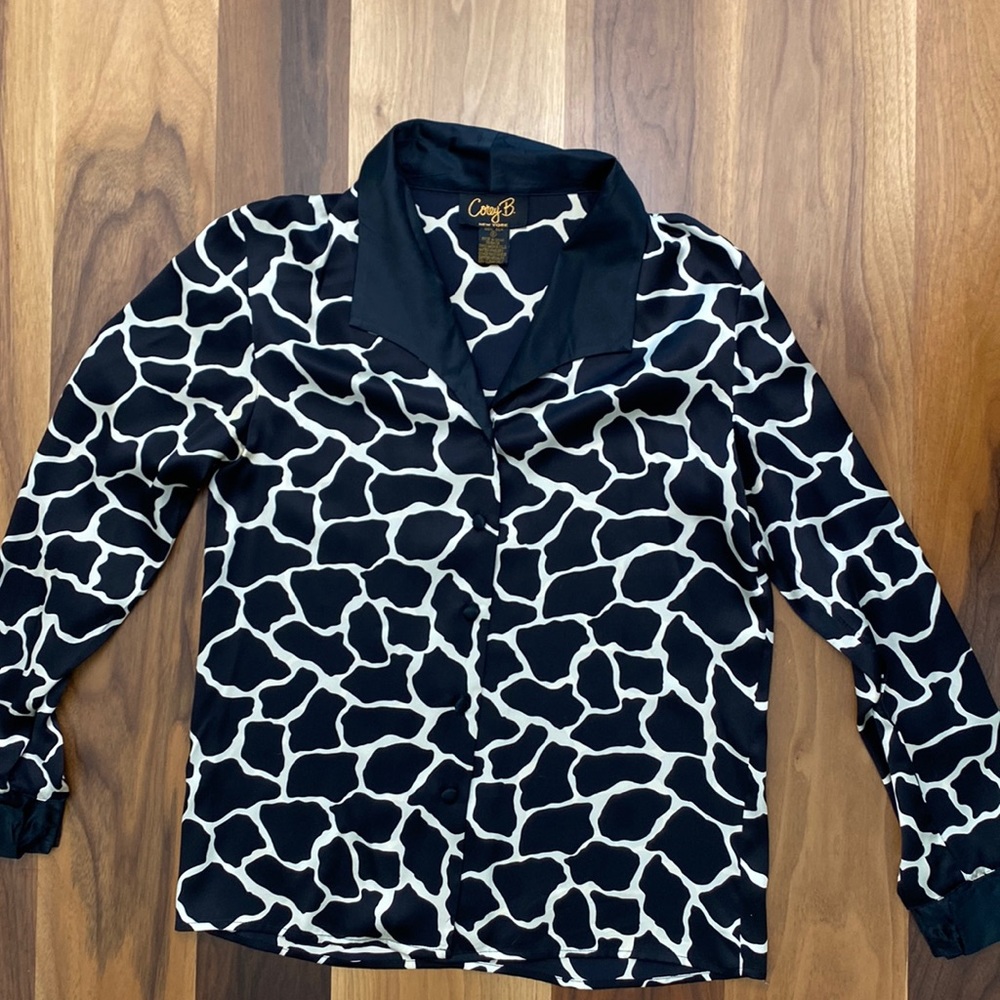 Vintage Silk Cow Print Blouse
